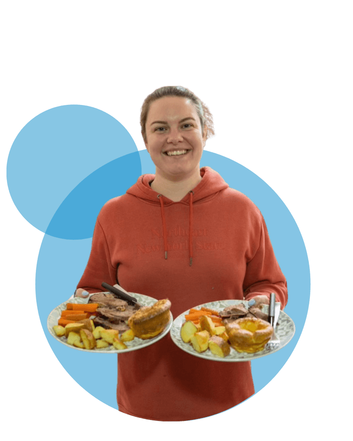 A Vana Care participant preparing a meal with support